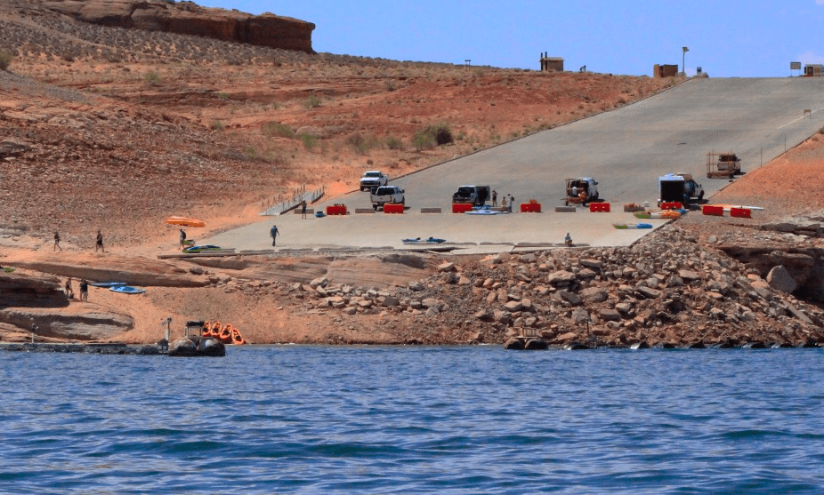 Lake Powell's Antelope Point Public Launch Ramp in March 2021.