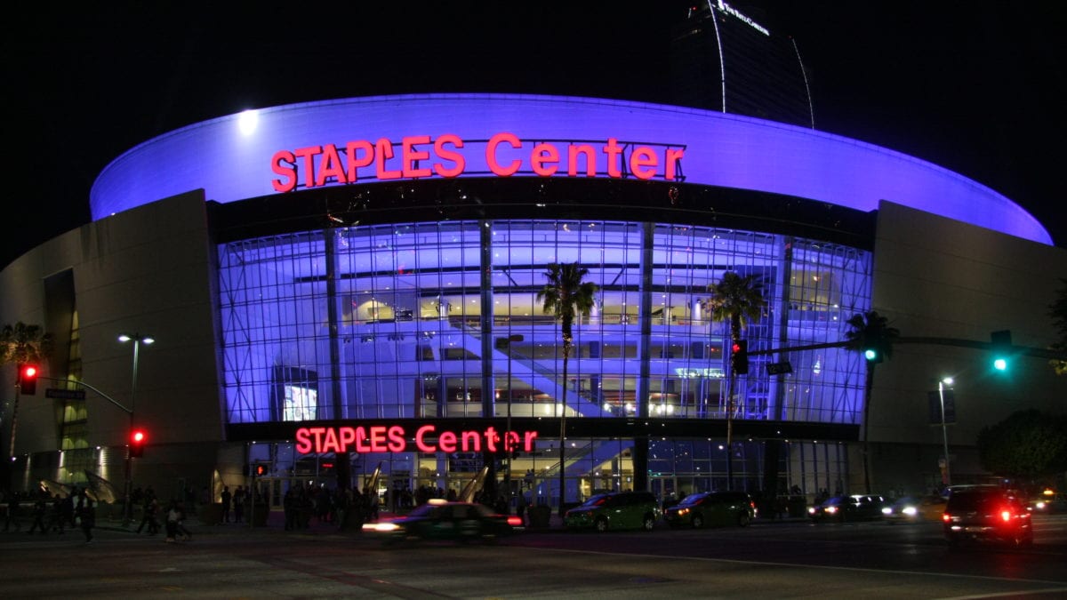 The Staples Center in Los Angeles, home of the NBA's LA Clippers who beat the Utah Jazz and are moving on to the next round of Playoofs.