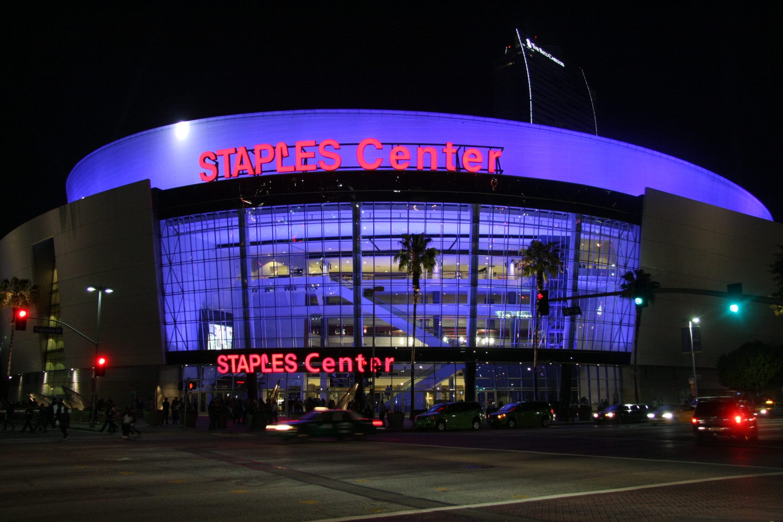 The Staples Center in Los Angeles, home of the NBA's LA Clippers who beat the Utah Jazz and are moving on to the next round of Playoofs.