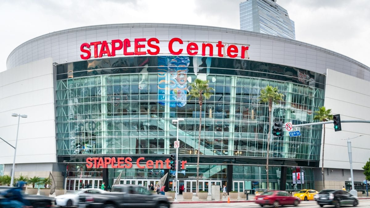 The Staples Center Arena, home of the LA Clippers, tonight's Utah Jazz opponent.