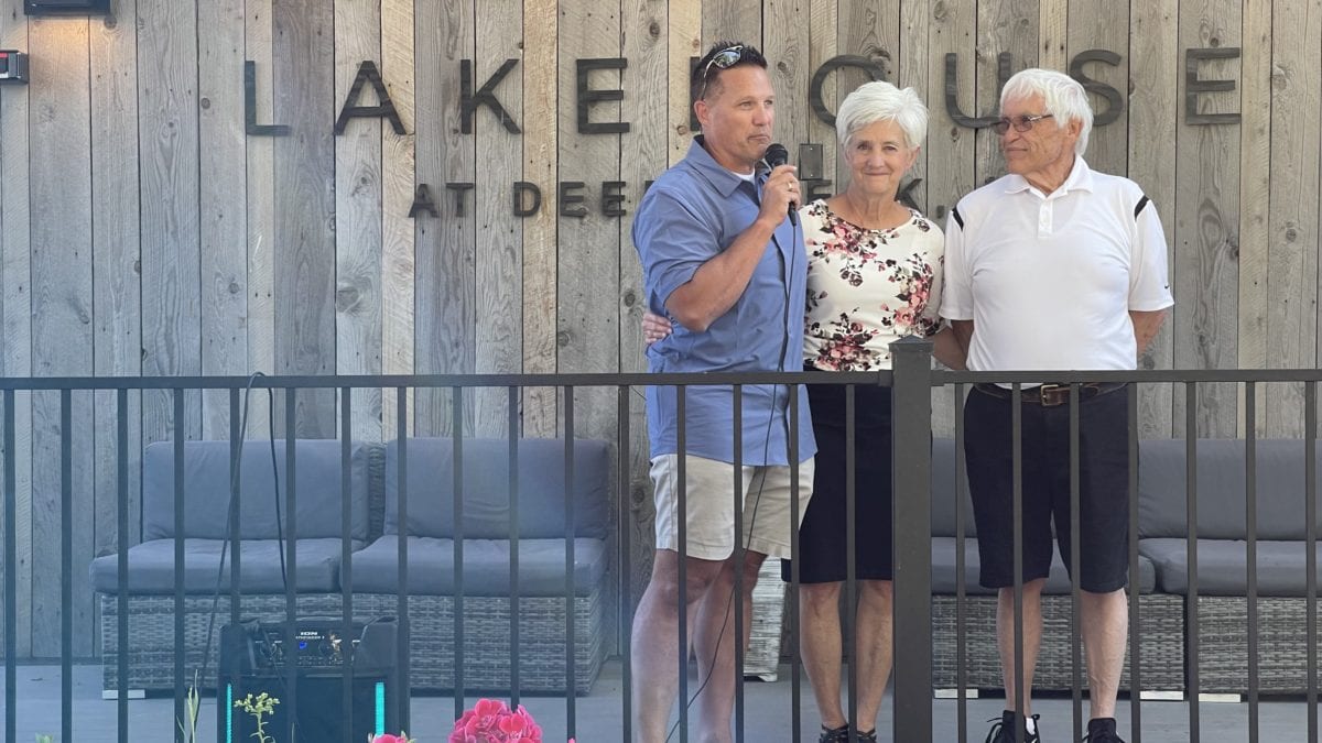 Brad Wagstaff with his parents, Julie and Doug Wagstaff, at The Lakehouse’s ribbon ceremony June 14th.