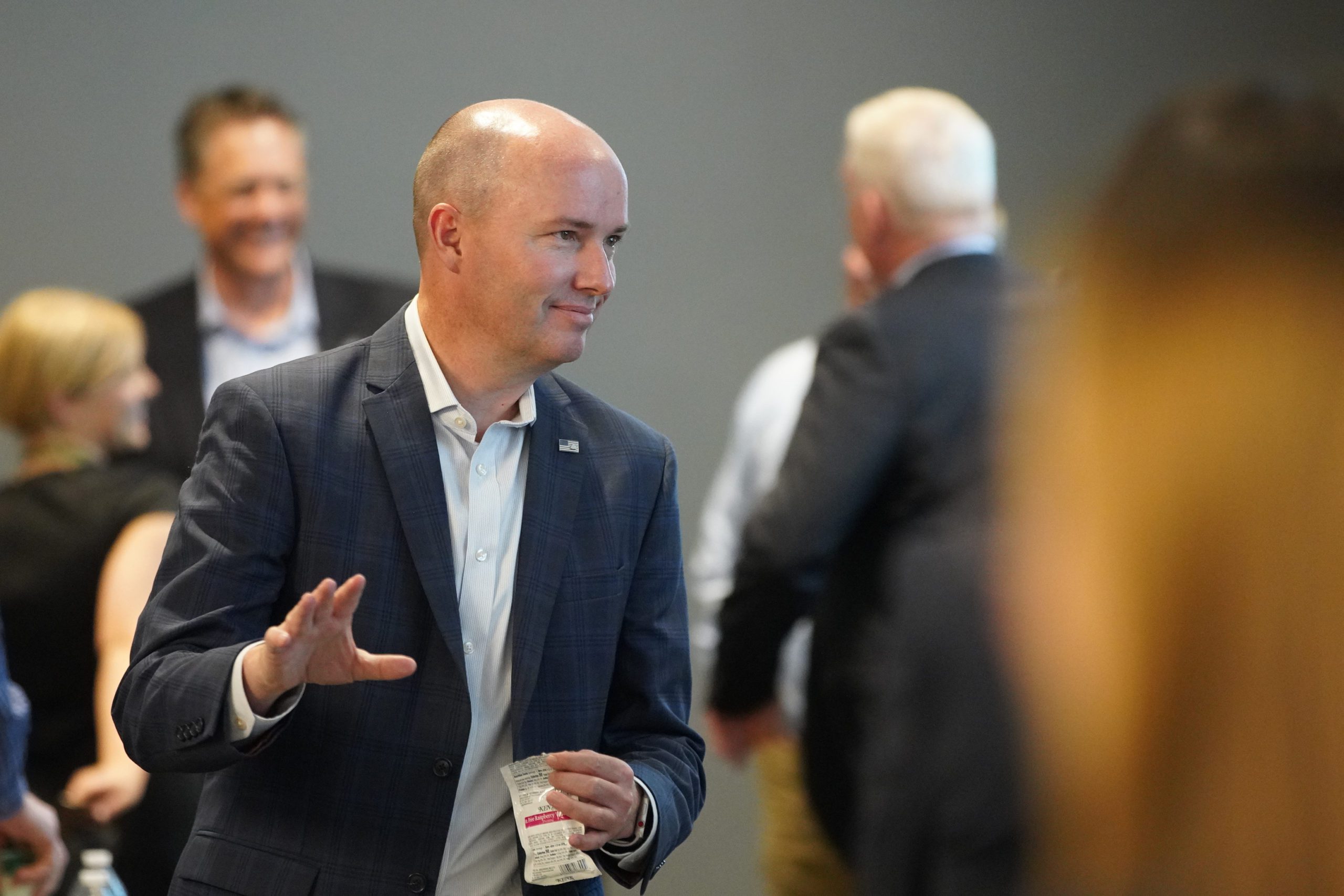 Governor Cox at the Cedar City Rotary meeting in May.