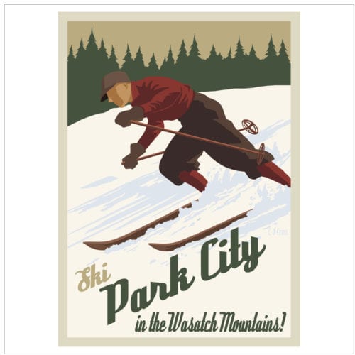 Vintage style ski posters created by C.D. Cross. 