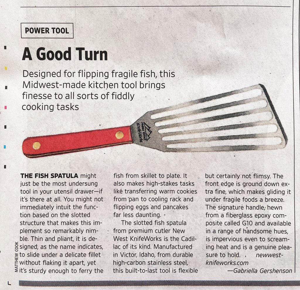 The Wall Street Journal features the Fish Spatula from New West KnifeWorks.