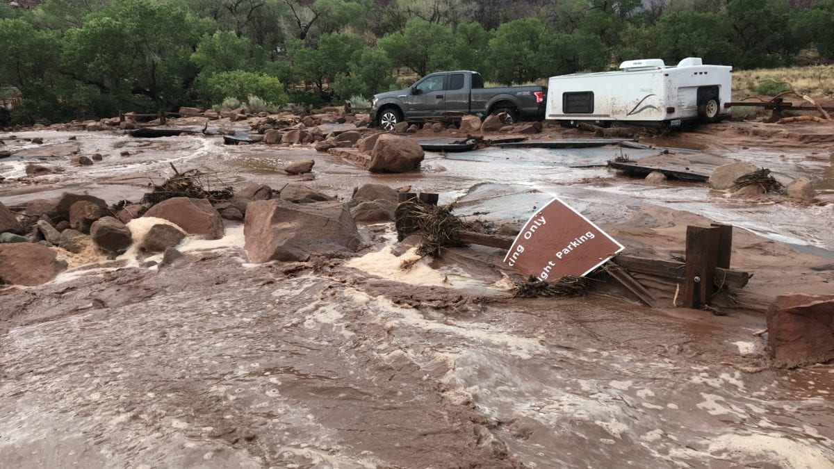 In this photo provided by the National Park Service is the scene after a flash flood in Zion National Park, Utah on Tuesday, June 29, 2021. Zion National Park reopened with modified operations Wednesday after a flash flood swept through portions of southern Utah. Park officials are urging visitors to exercise caution and to expect delays as clean up efforts continue and damage is assessed following Tuesday's flood.