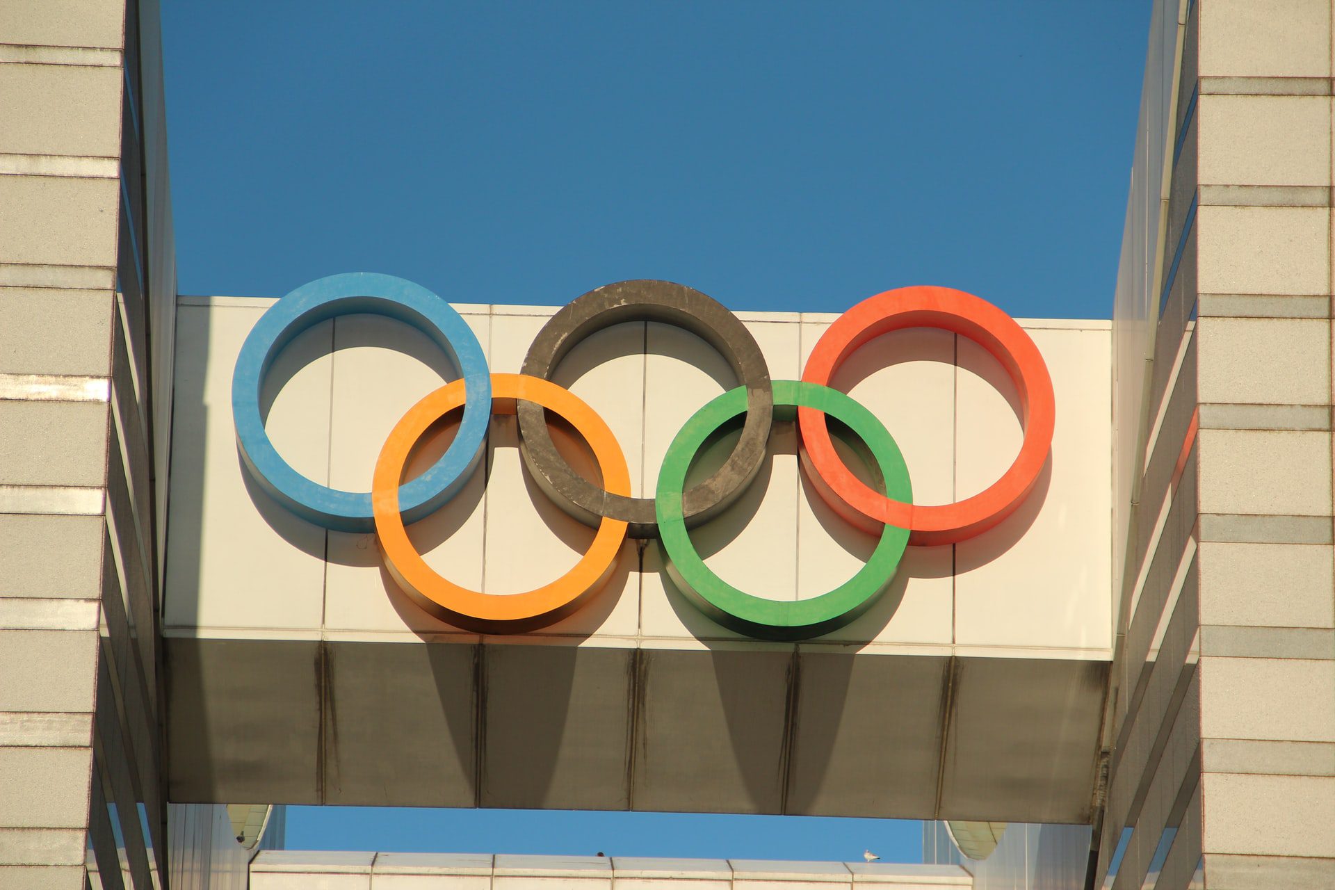 Olympic Rings at the United States Olympic and Paralympic Committee Training Center and Headquarters in Colorado Springs, CO.