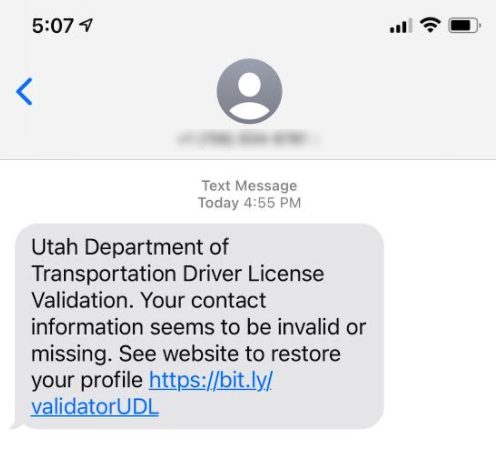 Illegal phishing text