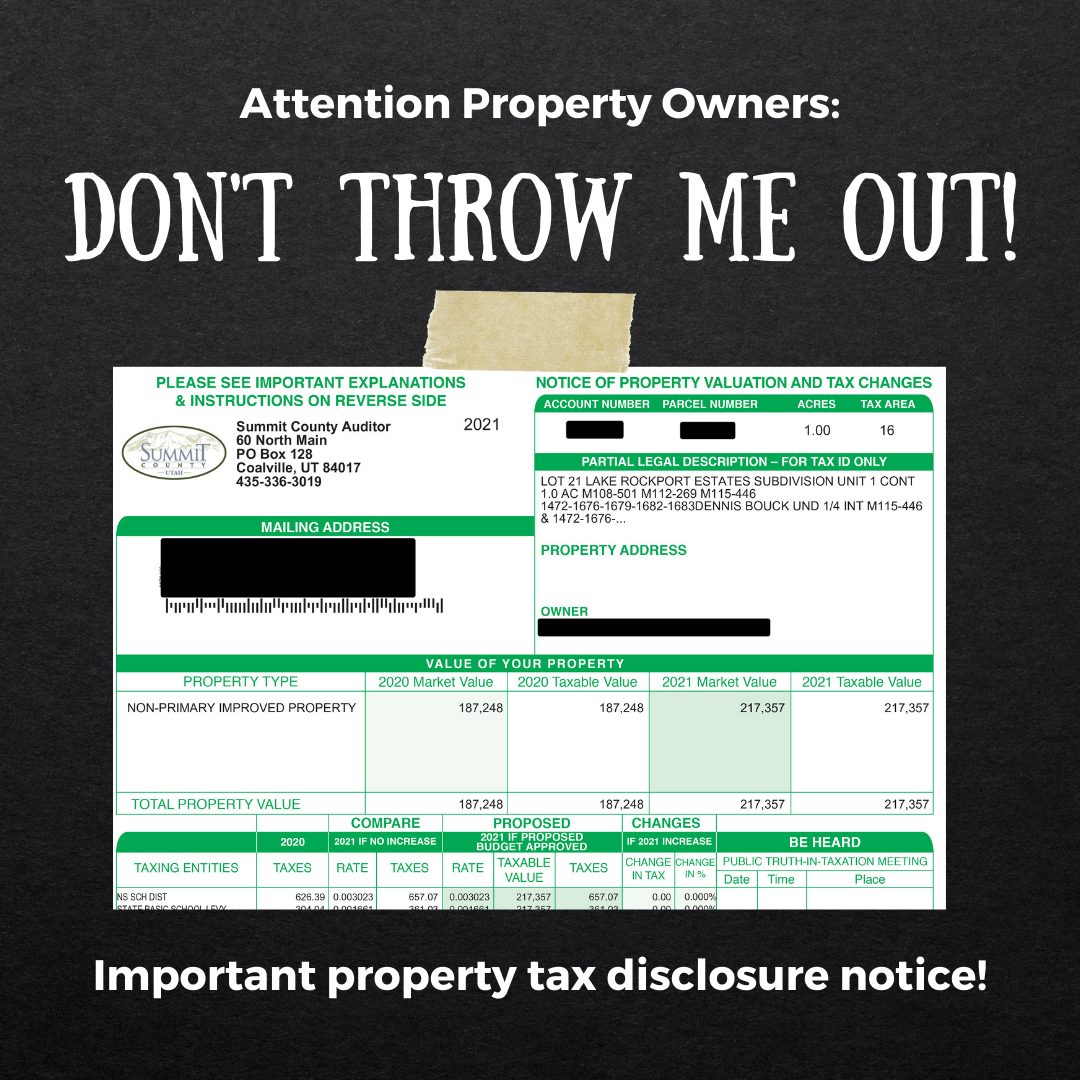 An example of the important property tax disclosure notice.