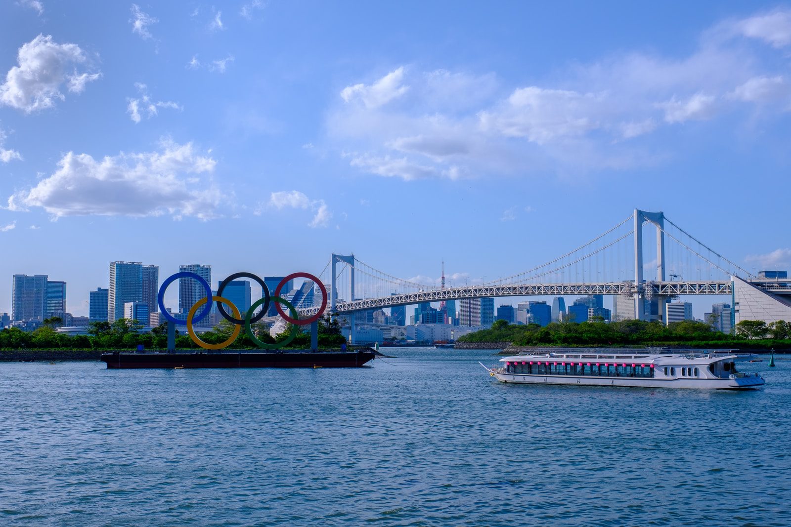 Olympic rings on the day of the Tokyo 2020 Olympic Opening Ceremony.