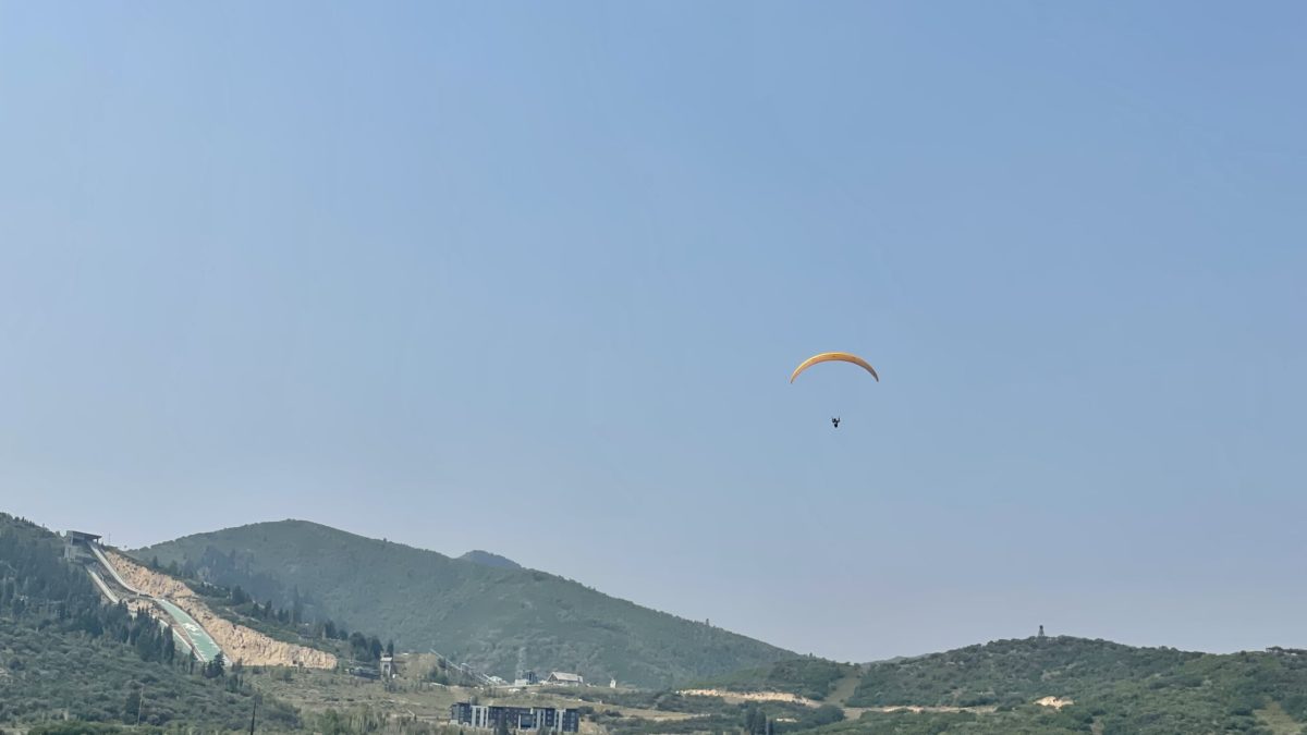 A paraglider above Kimball Junction near Utah Olympic Park, August 30.