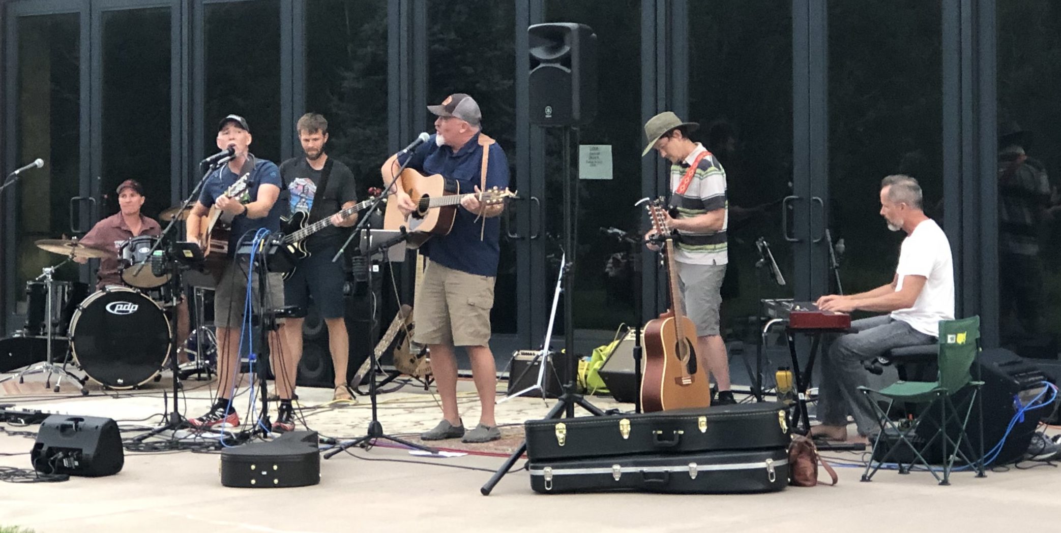 The Unusual Suspects, L to R, Scott "The Saint" McIntosh, Eric "The Sacred" Swanson, Jeff "Sacrificial Animal" Burns, Jeff "Fallen From Grace" Gerrard, Mike "The Angel From Arkansas" Haines, and Jason "Downtown Bearded Man" Brown.