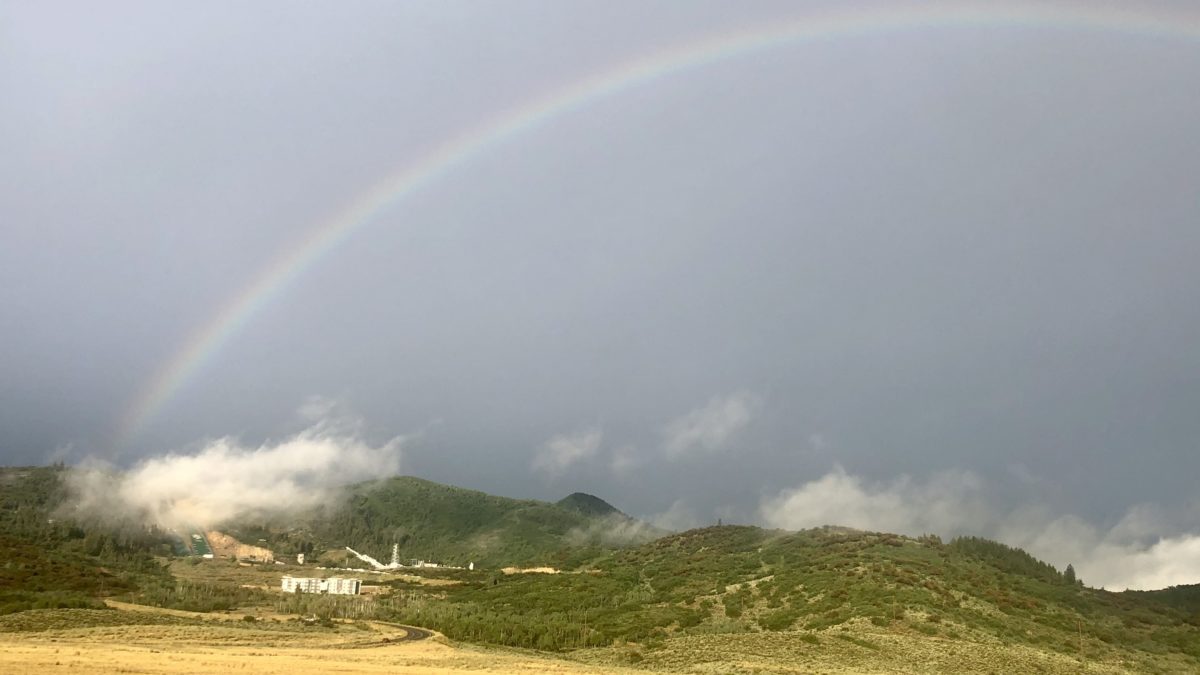 Athletes searching for gold medals at the end of this rainbow at the Utah Olympic Park.