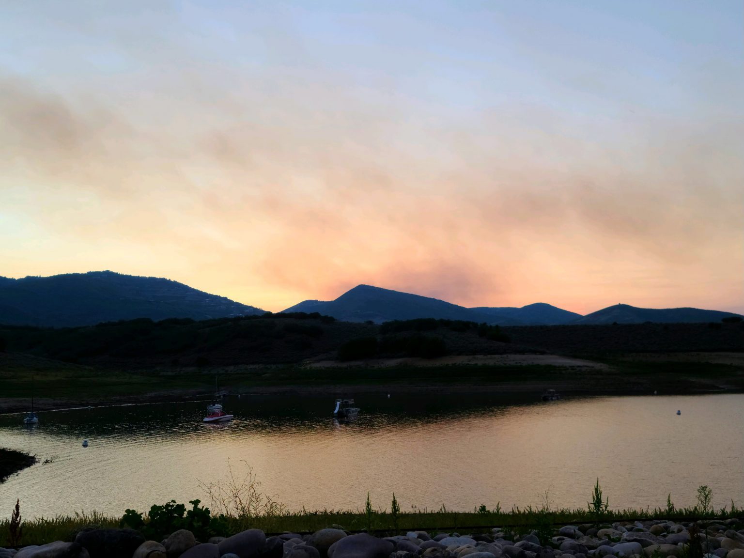 Smoke over Jordanelle State Park, August 14.