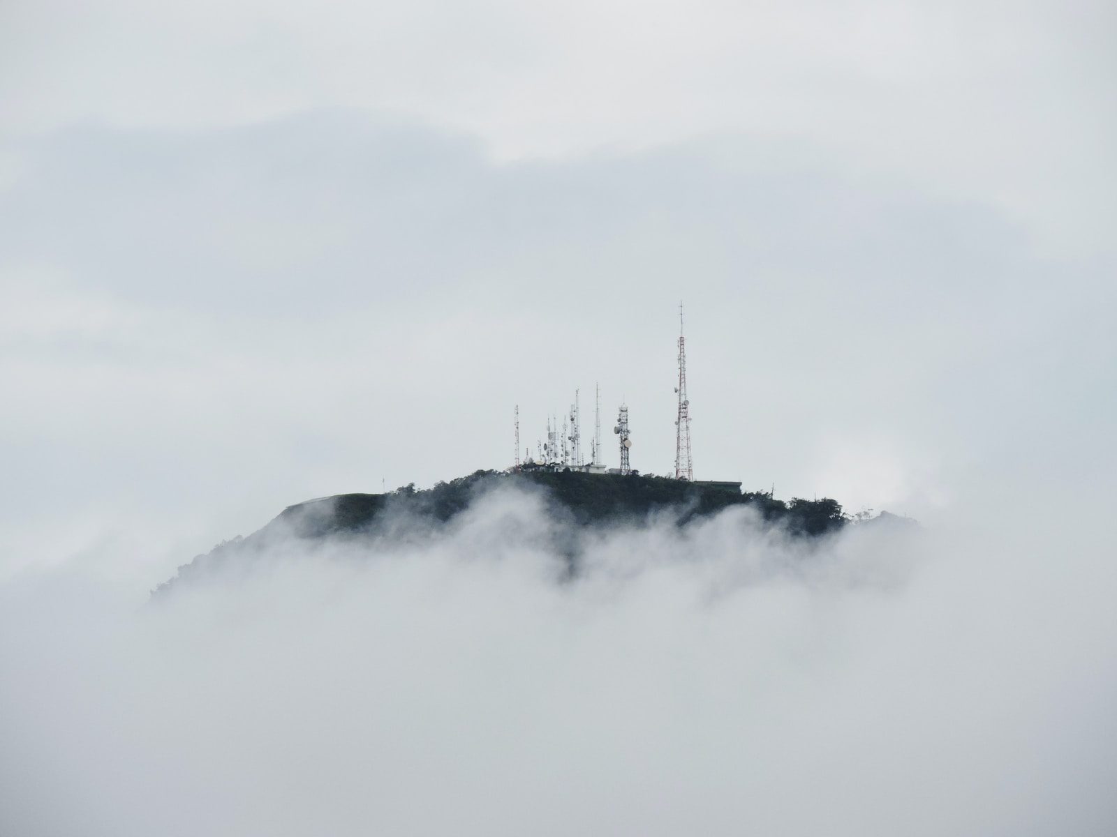 Mountaintop radio towers.