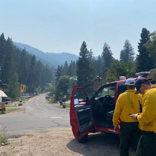 The Park City Fire District set up shop Sunday afternoon at St Moritz Strasse and Park View Dr. in Summit Park to watch the ridgeline.