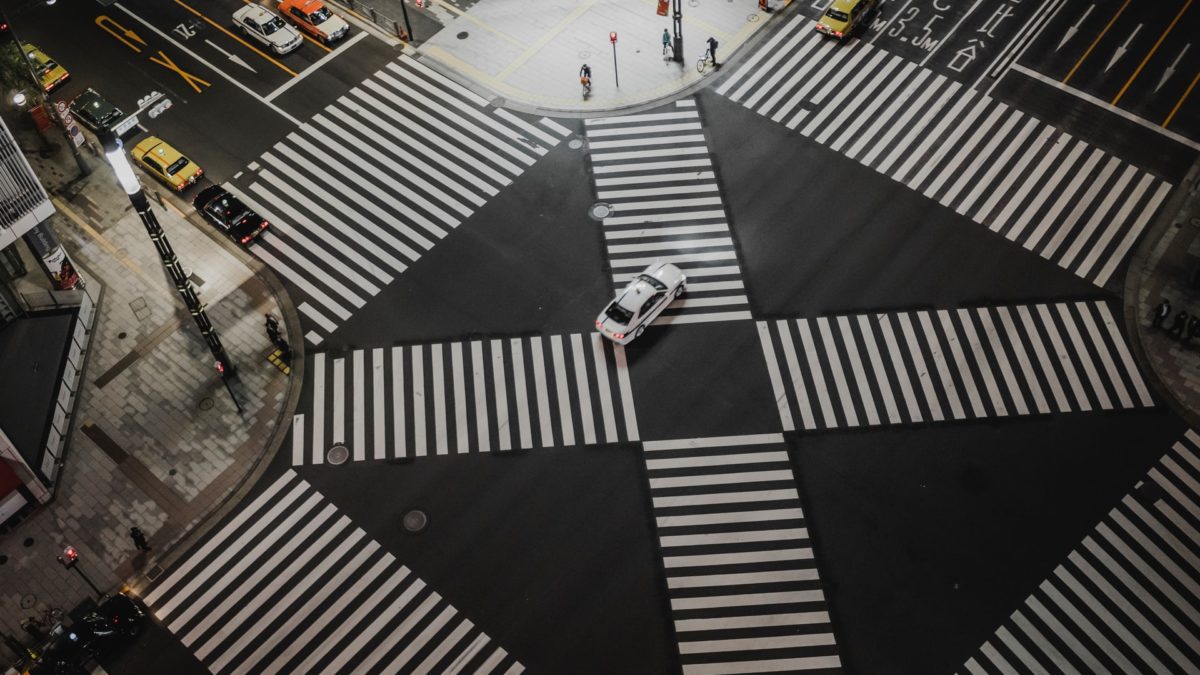 Tokyo's normally crowded crosswalks, not so during the pandemic Tokyo 2020 Olympic Games.