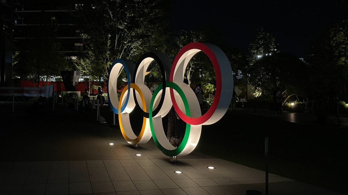 The Olympic Rings on display in Japan at the Tokyo 2020 Games.