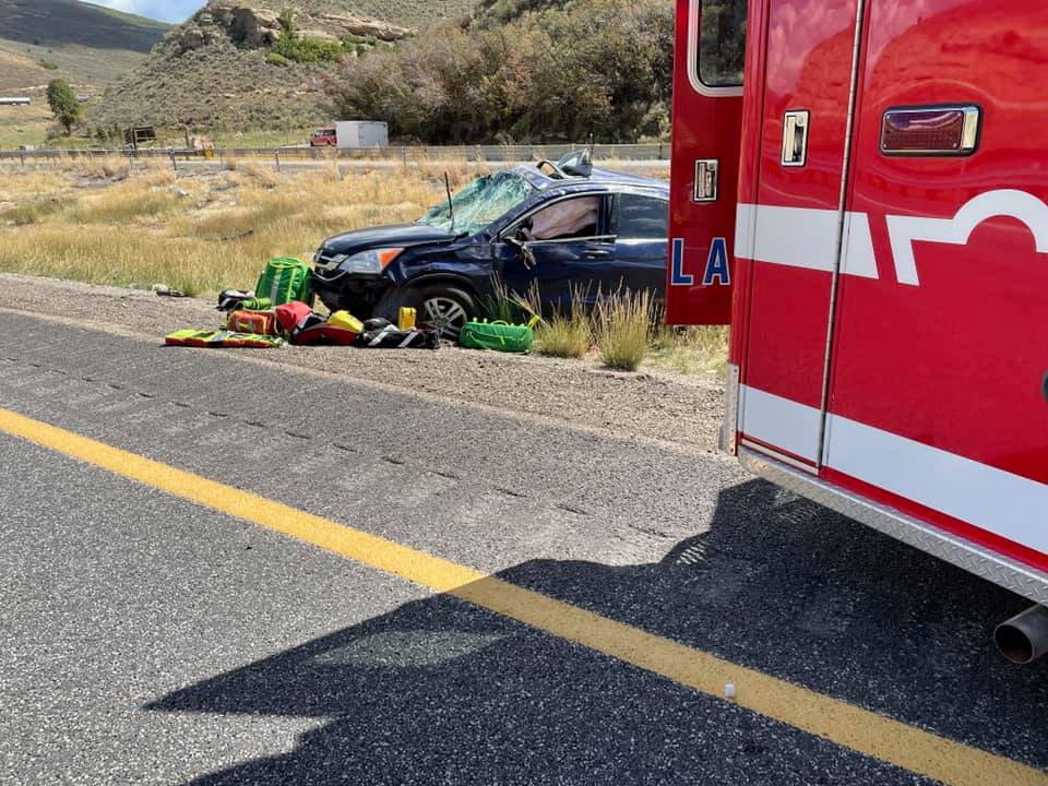 A vehicle rollover on I-80 West Bound at mile marker 176 at approximately 1:00 pm on Sunday, September 12.