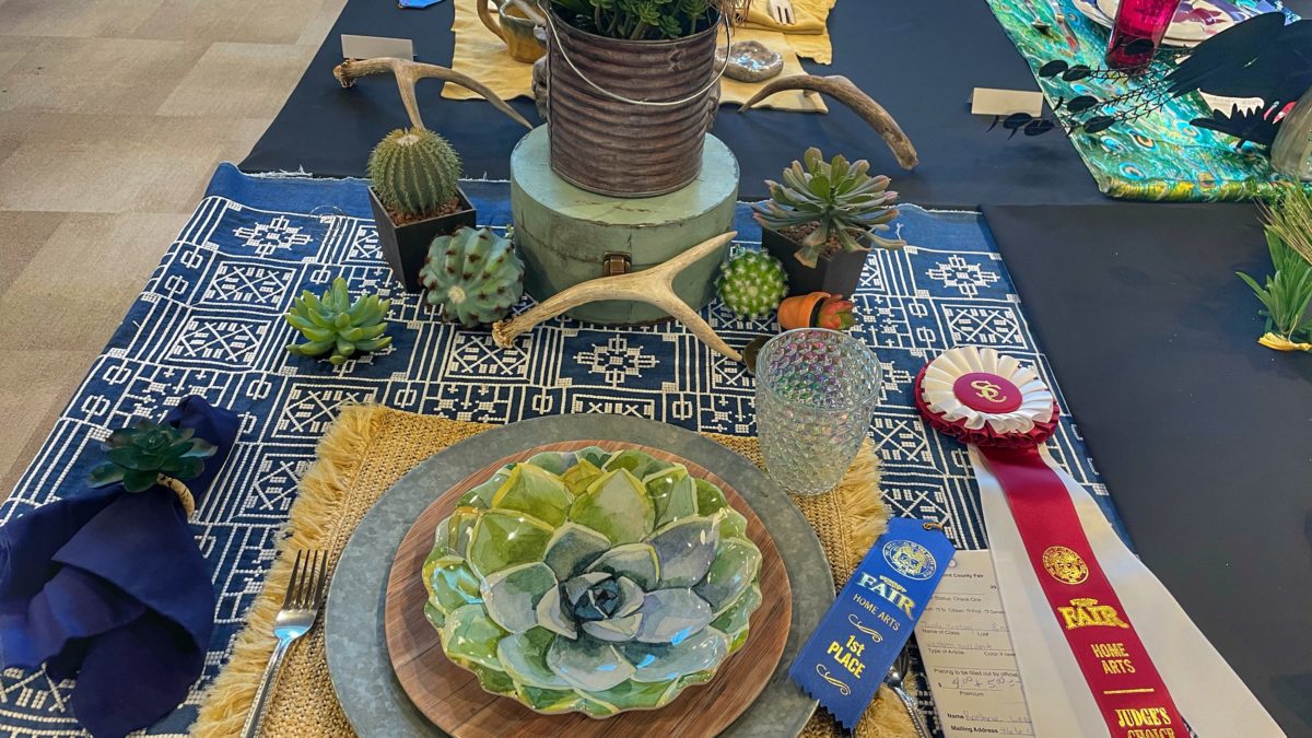 "Western Succulent" wins judges choice ribbon for the Table Setting Exhibit.