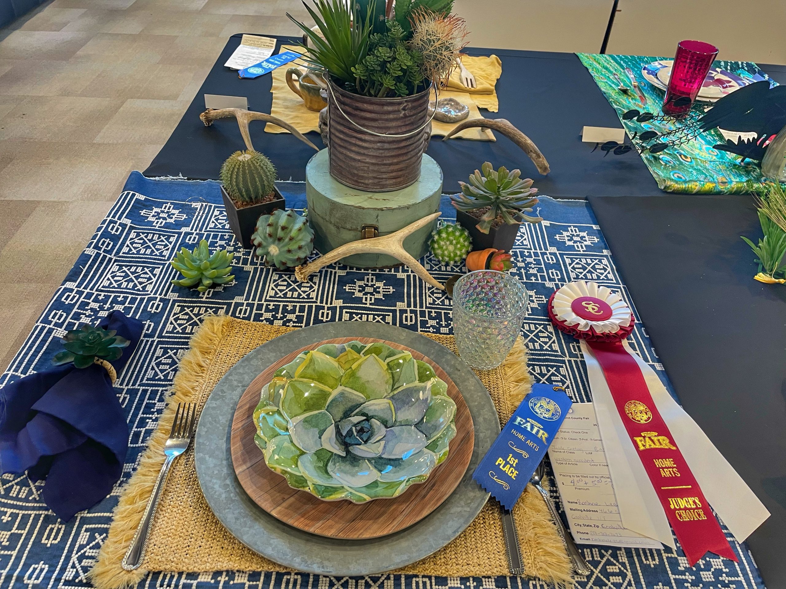 "Western Succulent" wins judges choice ribbon for the Table Setting Exhibit.