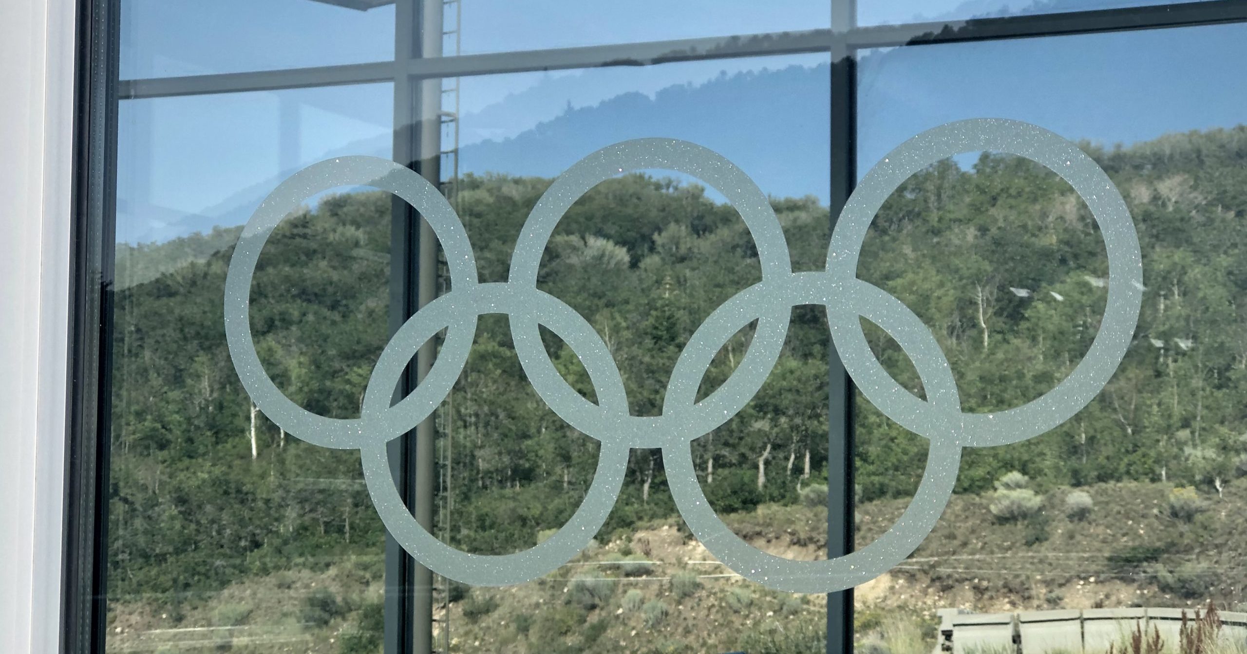 One of many Olympic rings emblems on display at the Utah Olympic Park.