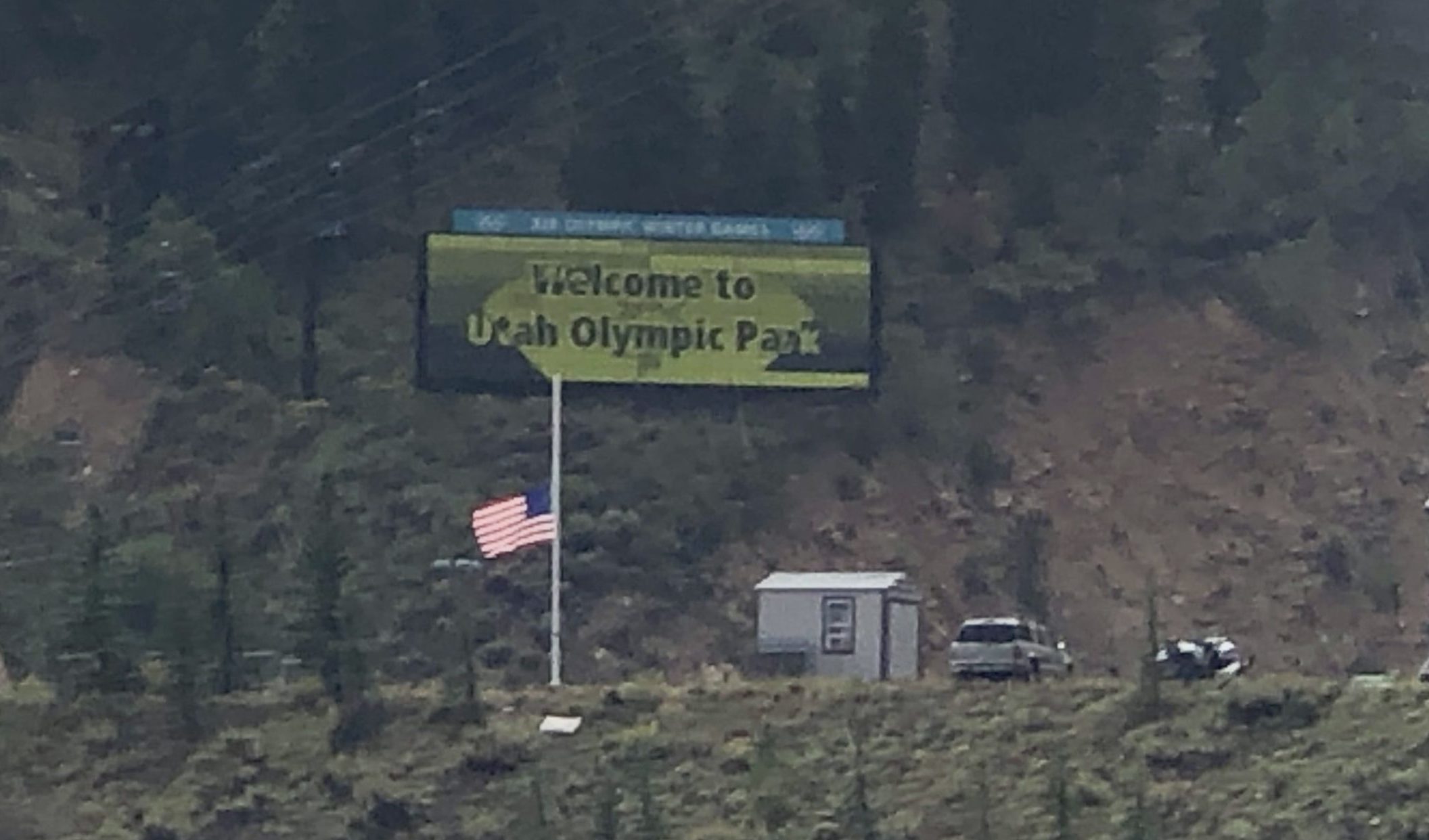 Flag at half-mast today, 9/11/21, at the Utah Olympic Park.