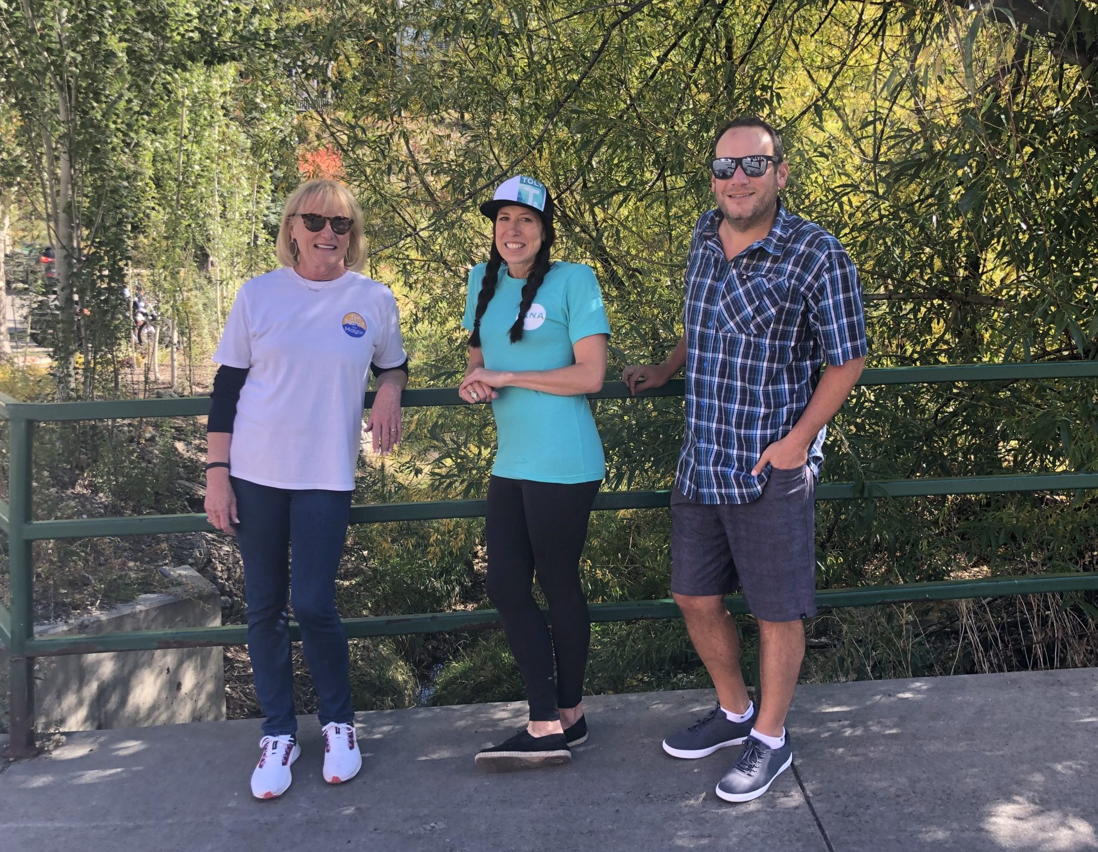 (R to L) Park City, UT. mayoral candidate, Nann Worel, City Council candidate, Tana Toly, and City Council candidate, Jeremy Rubell.