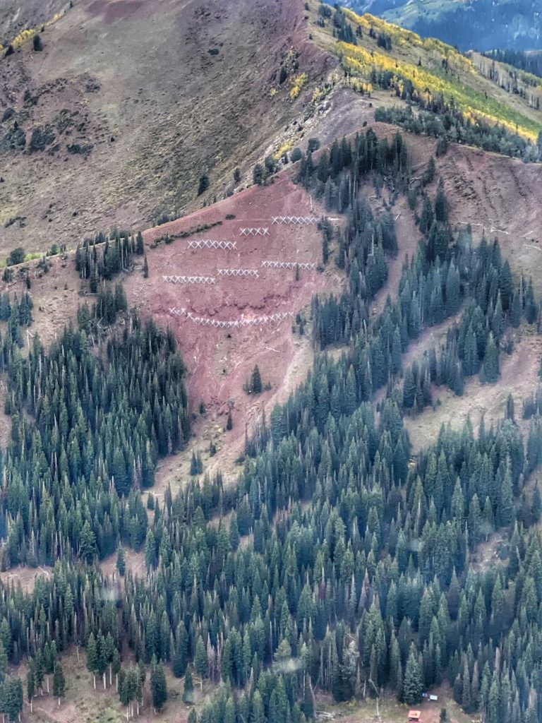 Avalanche fencing within Main Mac, above Dreamscape at Park City Mountain (The Canyons).