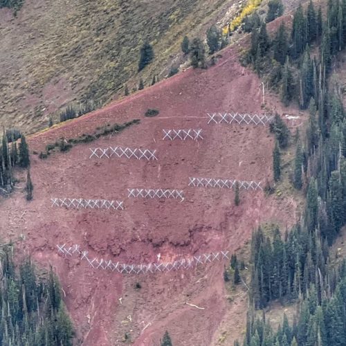 Avalanche fencing within Main Mac, above Dreamscape at Park City Mountain (The Canyons).