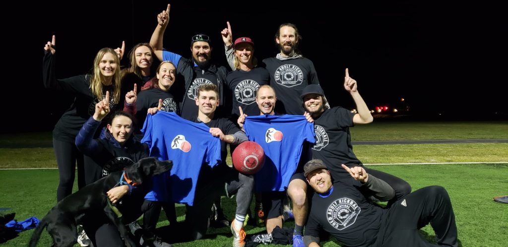 Big Balls Little Kicks Park City Fall adult kickball team.