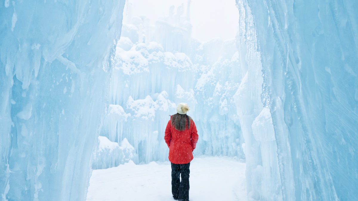 The Ice Castles are hand built from hundreds of thousands of icicles.
