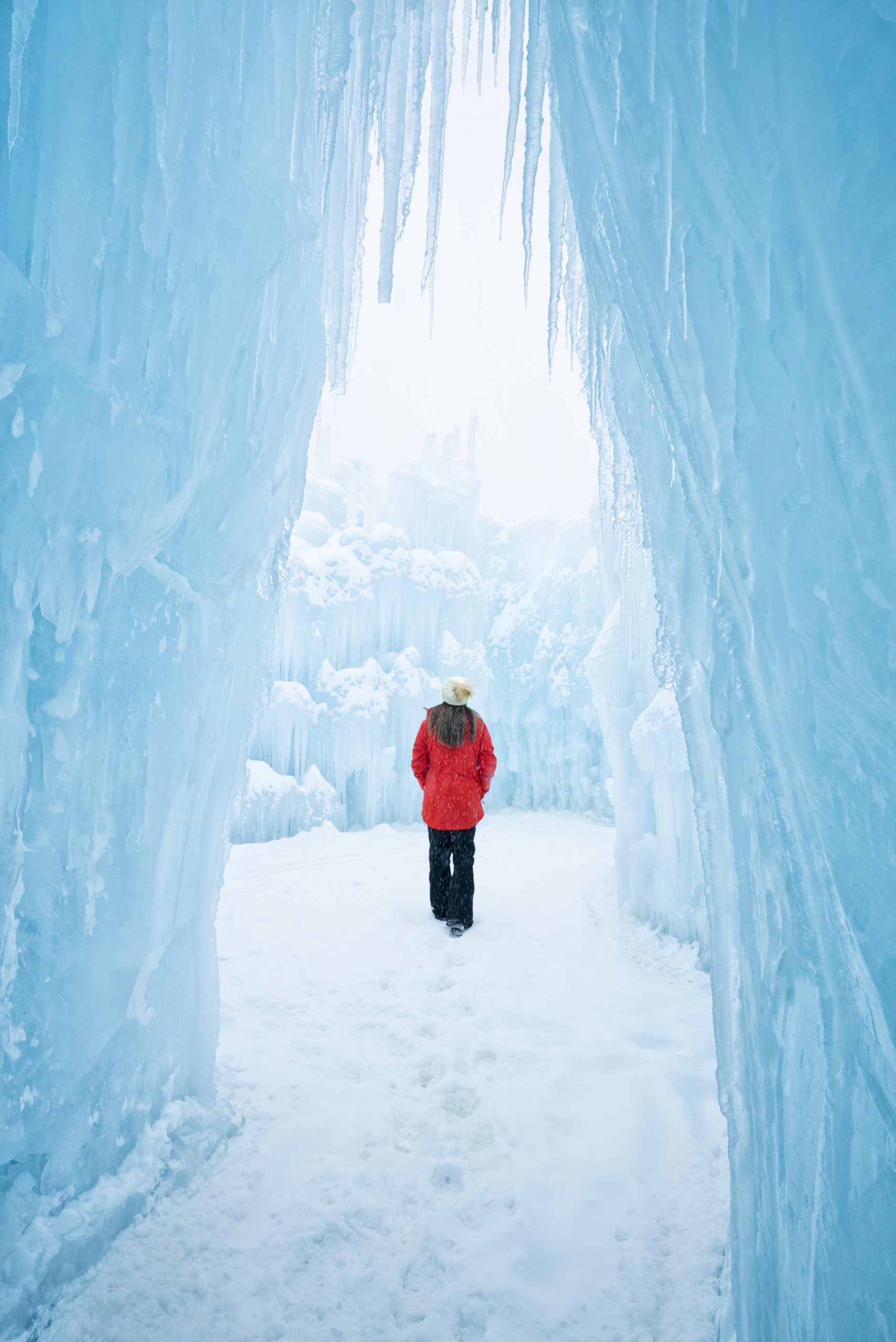 The Ice Castles are hand built from hundreds of thousands of icicles.