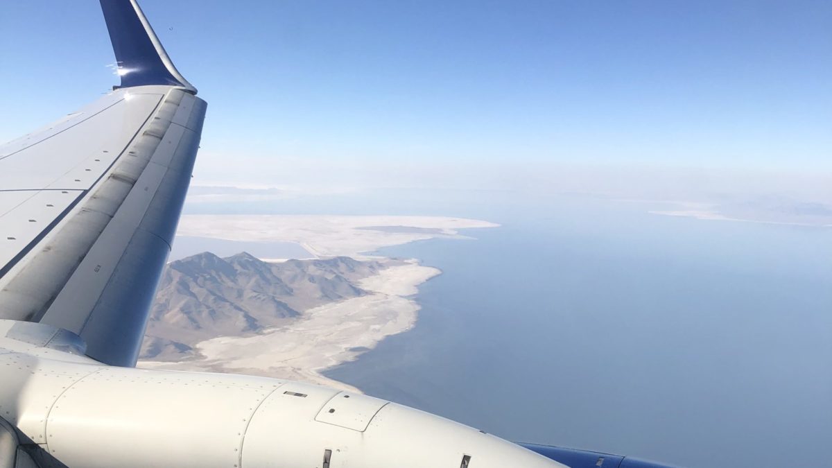 Flying over the Great Salt Lake.