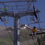 A scene from Ice Spiders (2007), where an Olympic team is attacked by giant spiders.