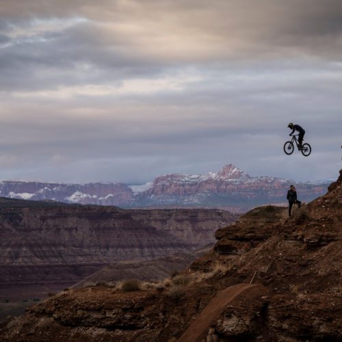 Kurt Sorge riding the course during the Red Bull Rampage in Virgin, Utah, USA on 12 October, 2021.