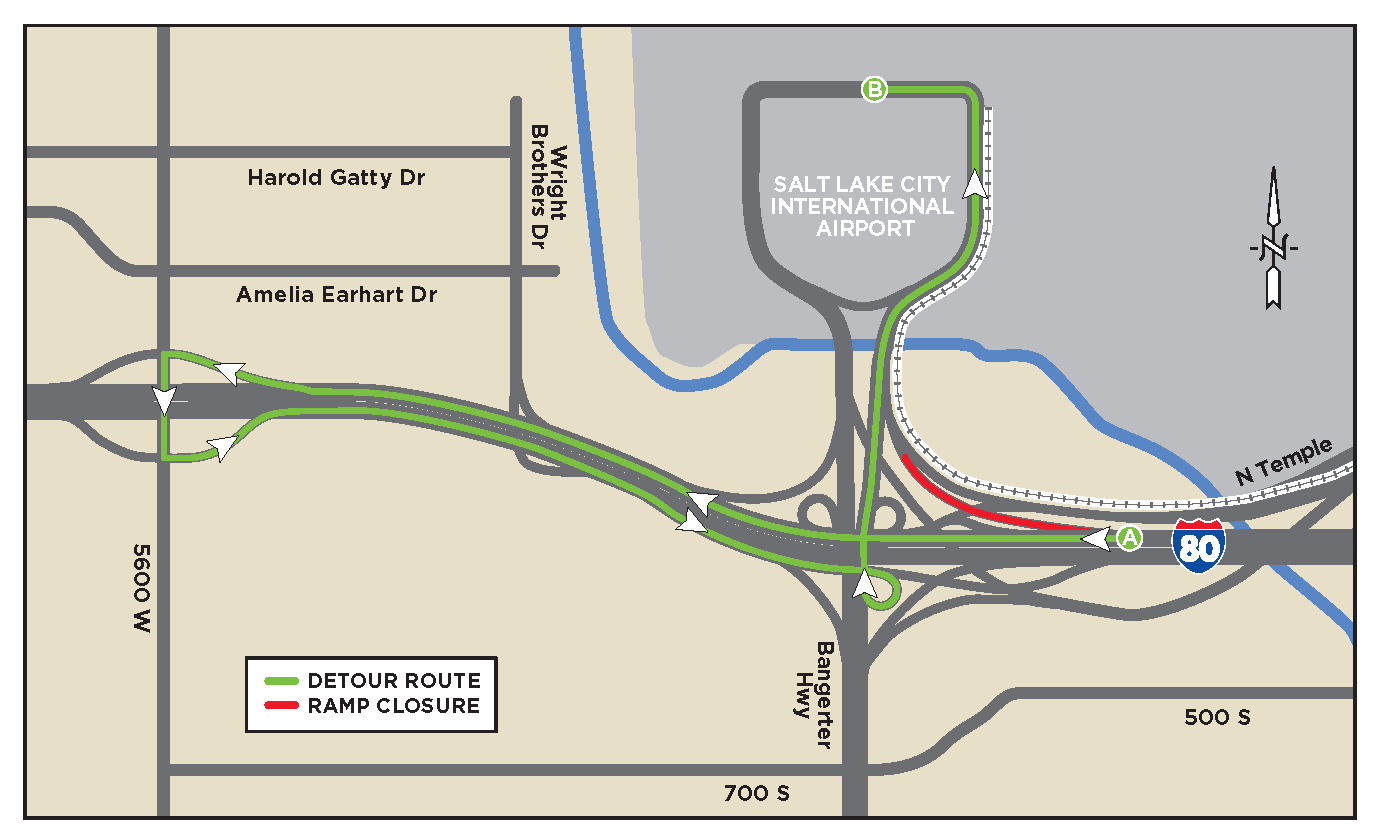 The westbound I-80 off-ramp to the SLC Airport will be closed this Friday, 10/1, beginning at 8pm through Monday, 10/4, at 4am.