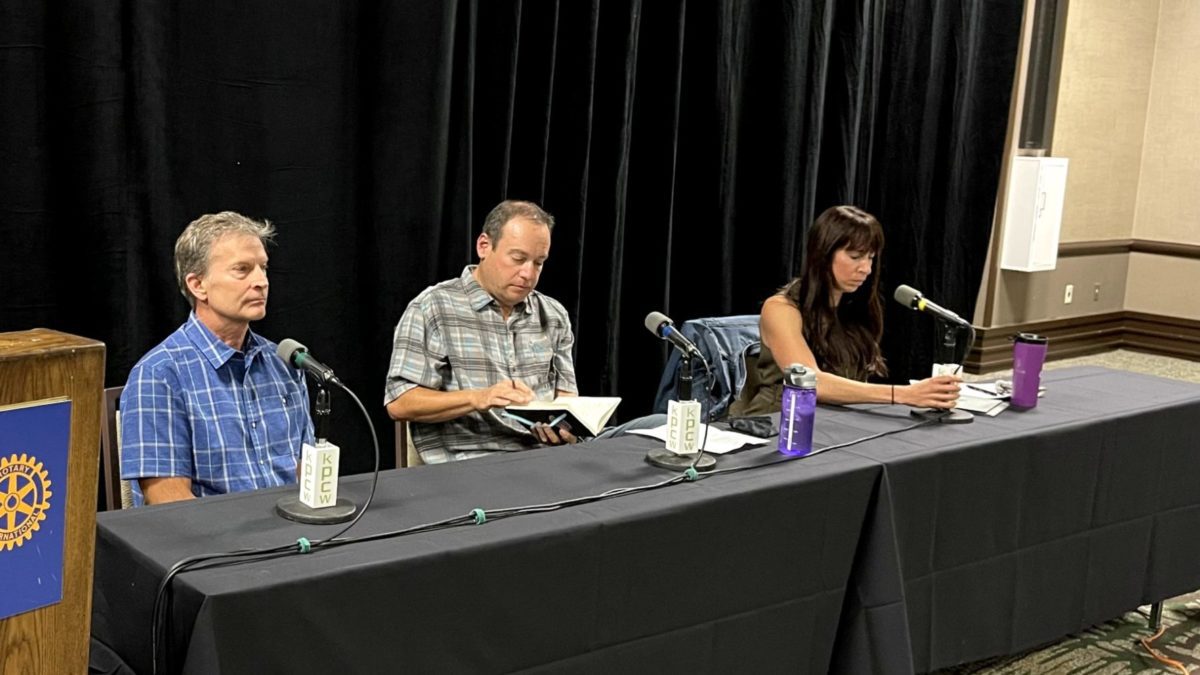 Park City Council candidates Tim Henney, Jeremy Rubell, and Tana Toly at a debate in late September.