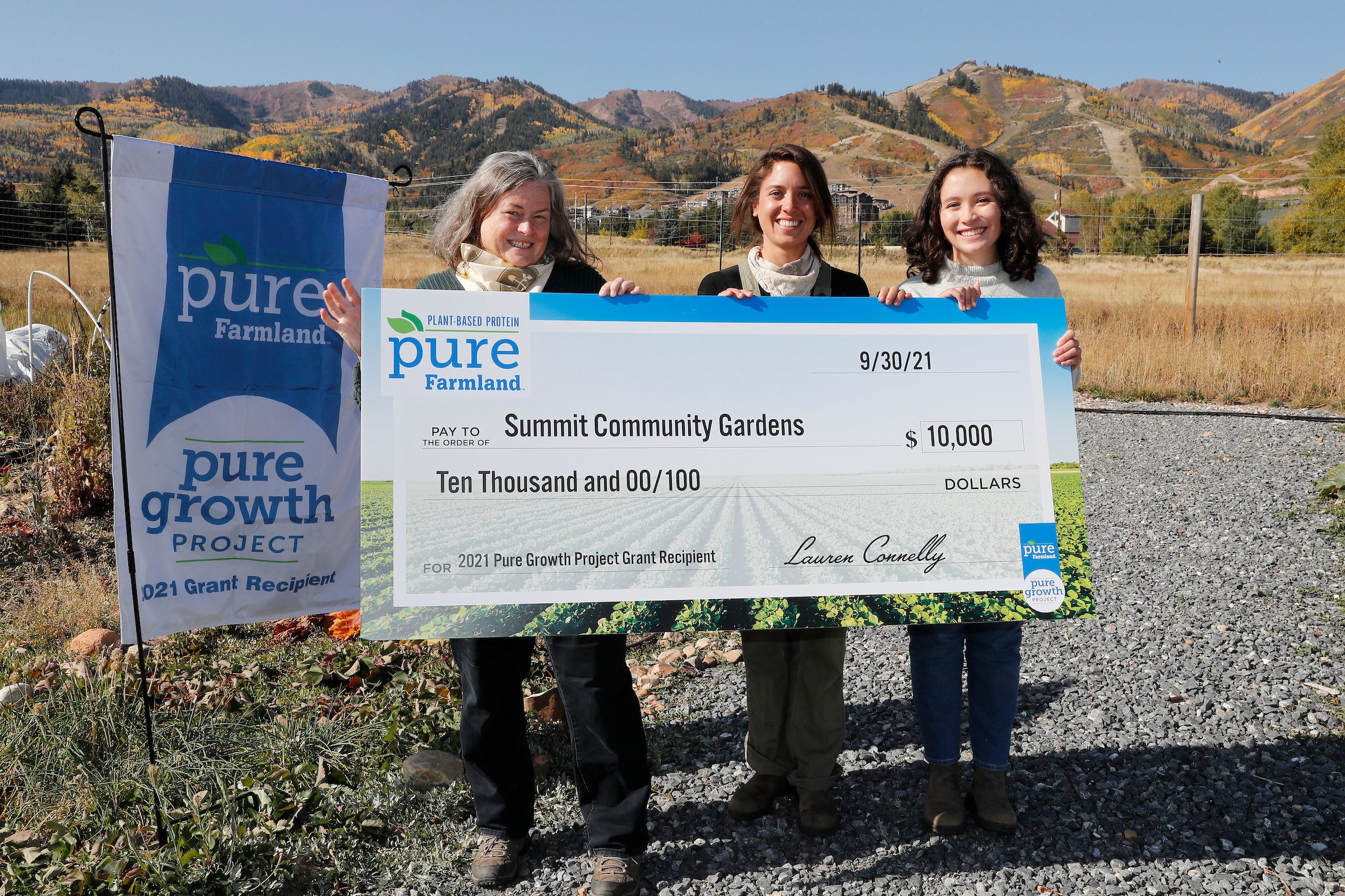 (Left to right) Summit Community Gardens Board President Kelly Vendetti, Garden Director Natalie McHale, and Program Manager Carmen Bachofen.