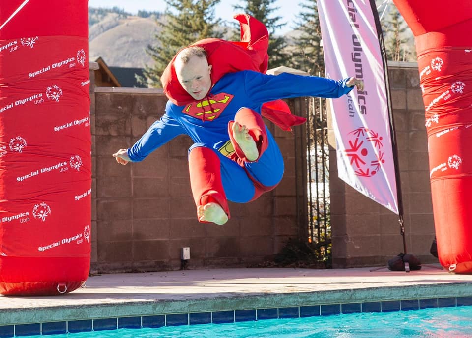 C.J. Haerter, taking the Polar Plunge, raising funds for Special Olympics of Utah at the PC MARC.