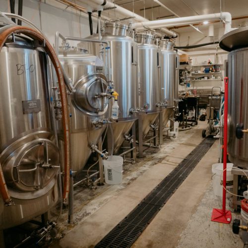 Where the brewing magic happens, in these 210-gallon fermenters.