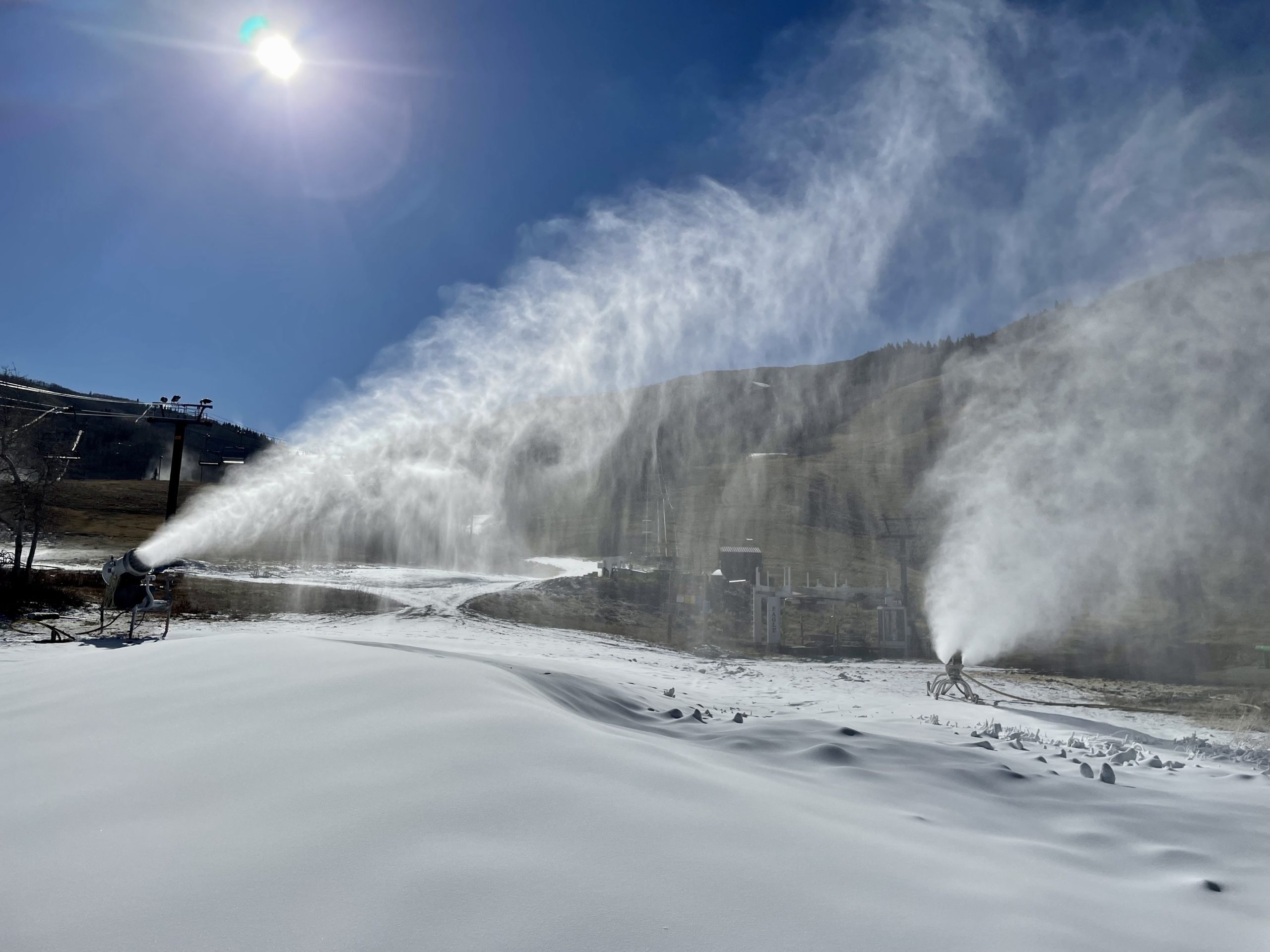 Snowmaking at Park City Mountain on Wednesday.