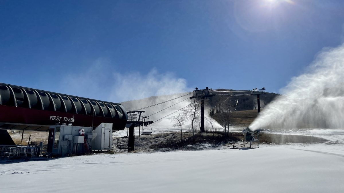 Snowmaking at Park City Mountain on Wednesday afternoon.