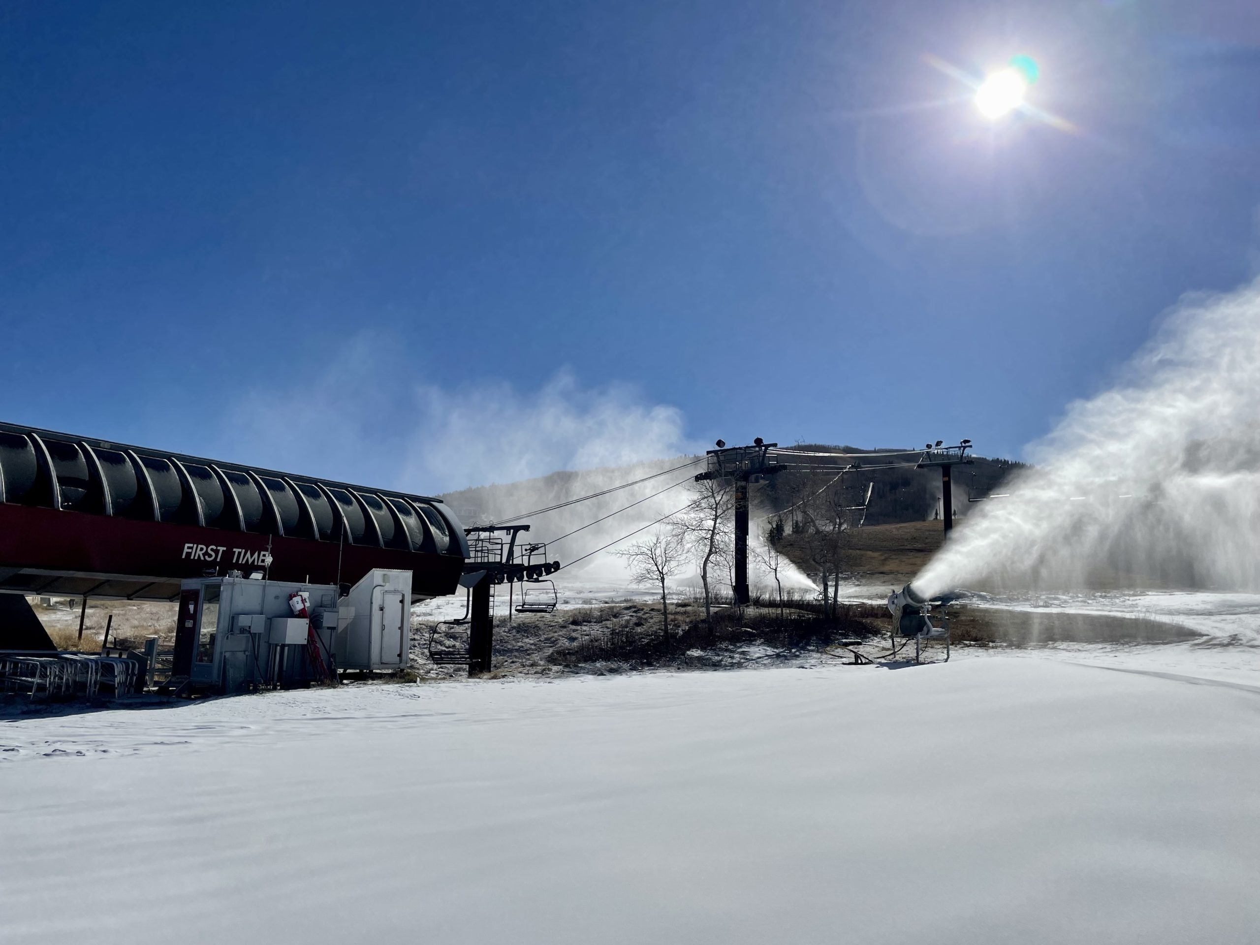 Snowmaking at Park City Mountain on Wednesday afternoon.