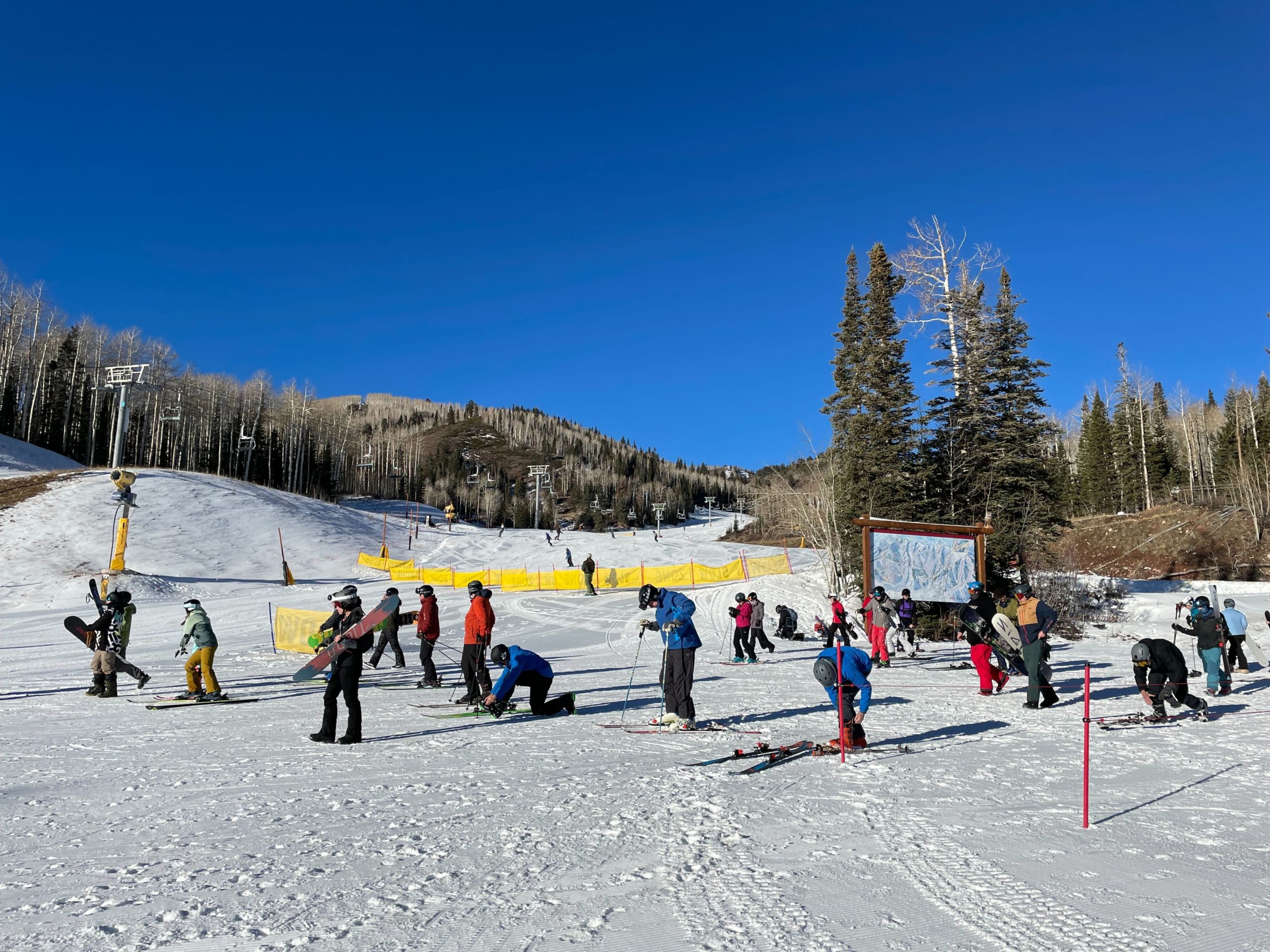 Only terrain off of the Saddleback and High Meadow lifts were available on Sunday.