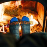 All-Mountain Stio Ski Socks getting toasty at the Jackal Hut, a 10th Mountain Division Hut in Red Cliff, Colorado.