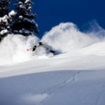 A skier rips through fresh powder at Alta Ski Area in 2021.