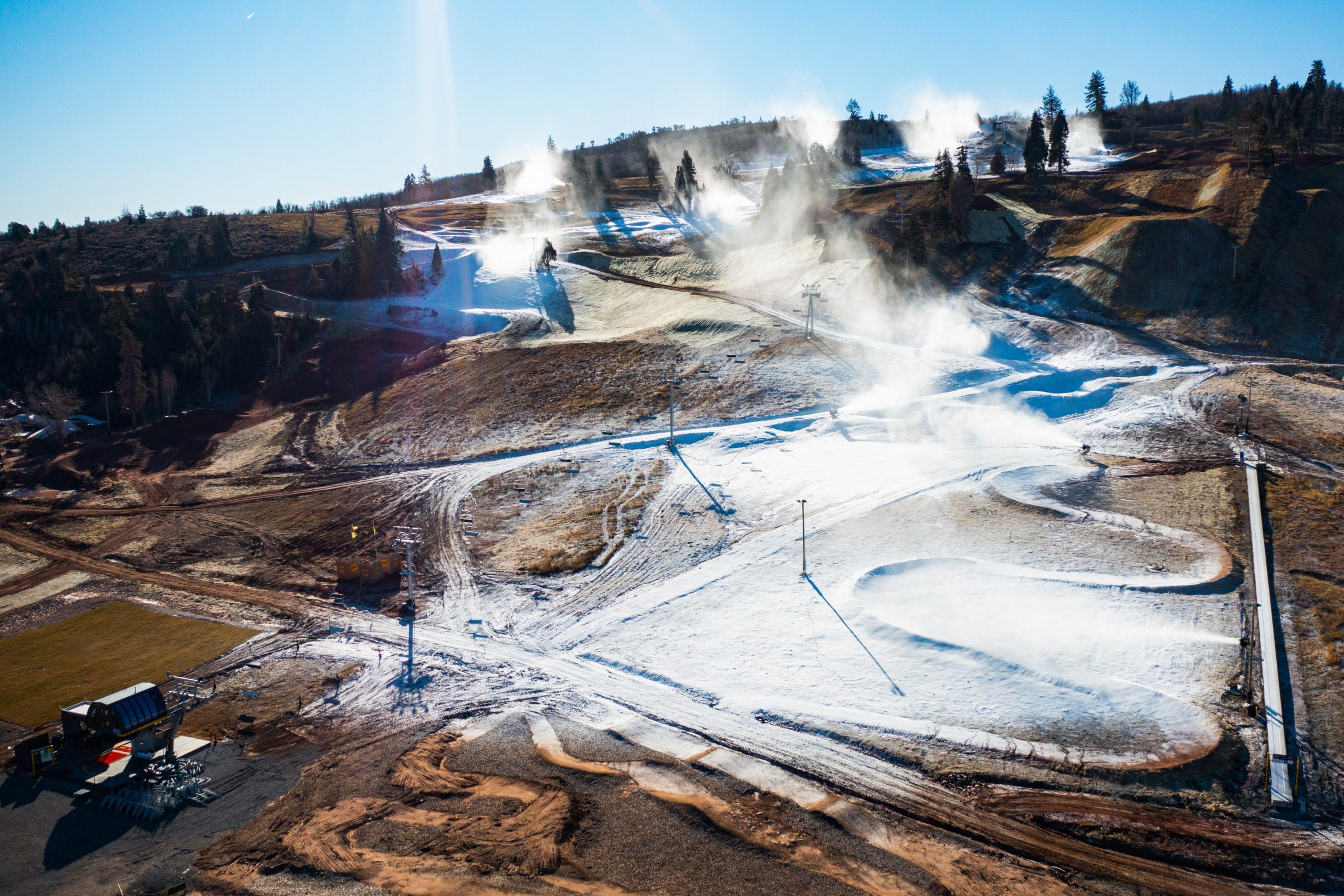 Snowmaking at Woodward Park City on Wednesday.