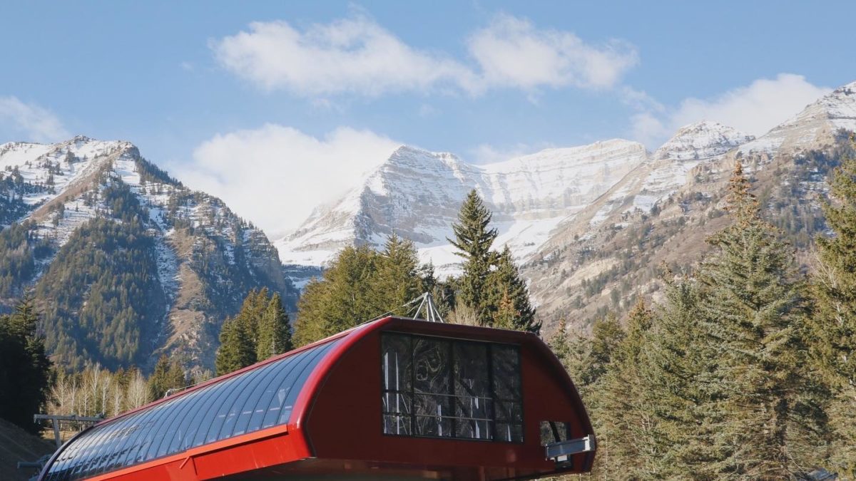 A high-speed chairlift at Sundance Mountain Resort.