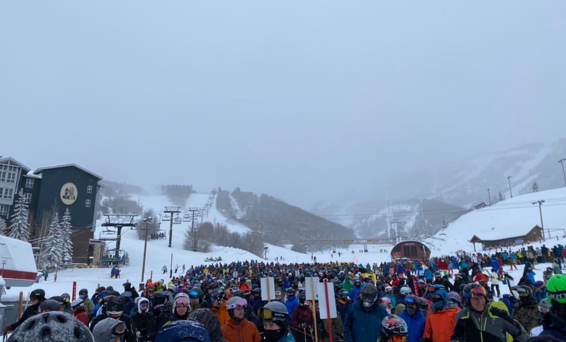 The line at Park City Mountain on New Year's Eve.