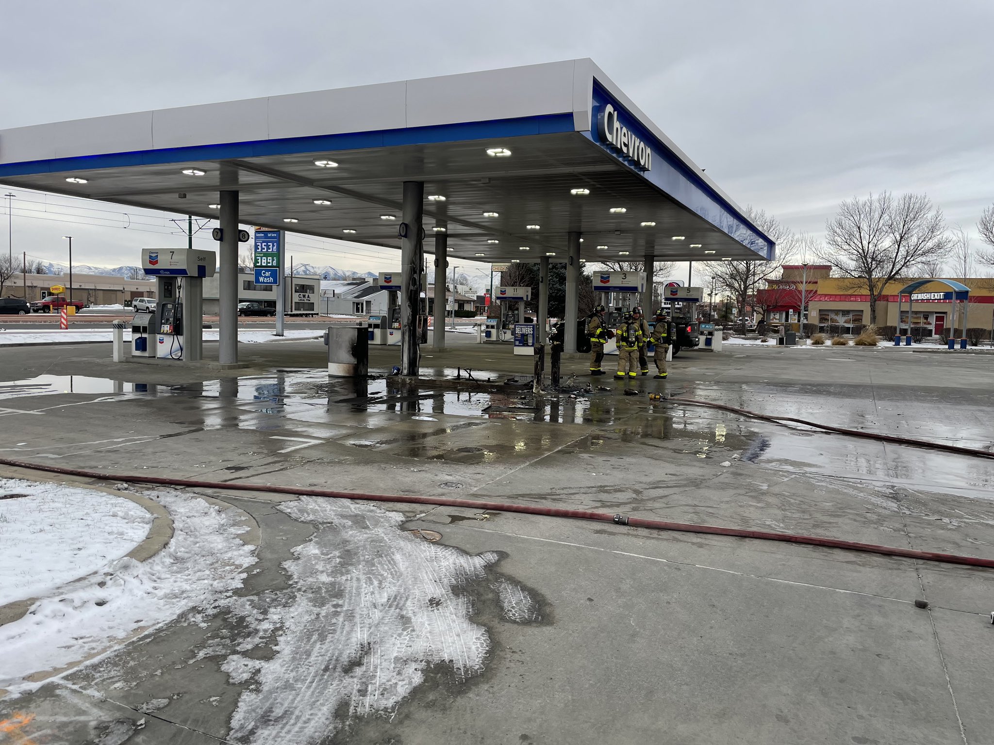 SLC Fire crews responded to a fuel pump fire at Redwood Road and North Temple.